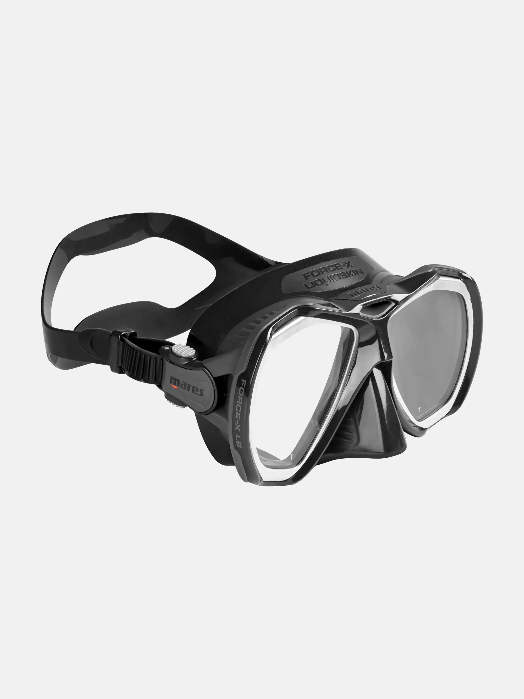 force-x-ls-Svart dykmask Mares signaturbisilikon LiquidSkin-teknologi kombinerar fast silikon för stabilitet med mjukt silikon som anpassar sig perfekt till ditt ansikte och ger oöverträffad komfort under längre dyk. DIVERS.se